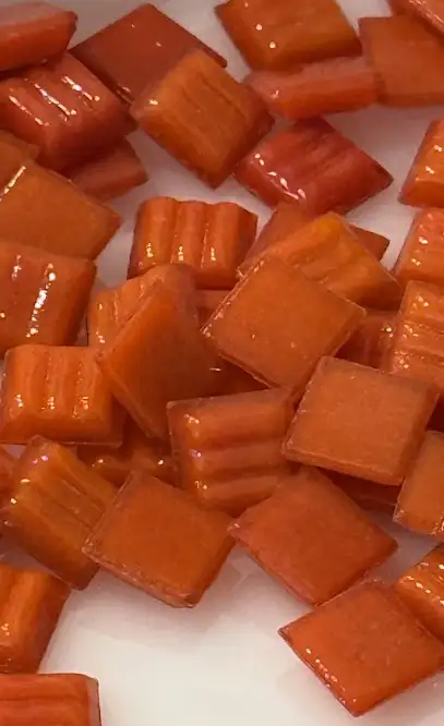 Detail view of The Empress Mosaic with glass tesserae in place.